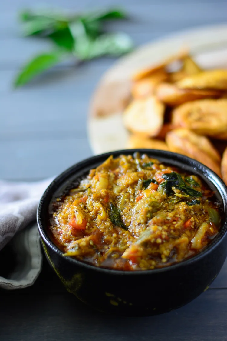 Yam/Plantain/Rice with Garden Eggs Stew